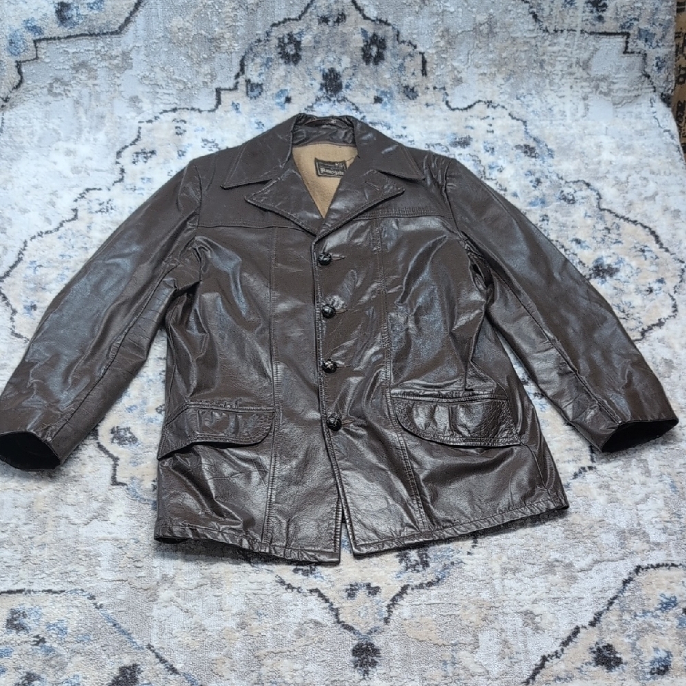Vintage Ramsgate Genuine Leather Jacket Men’s Size 42 Brown Lined Coat Western